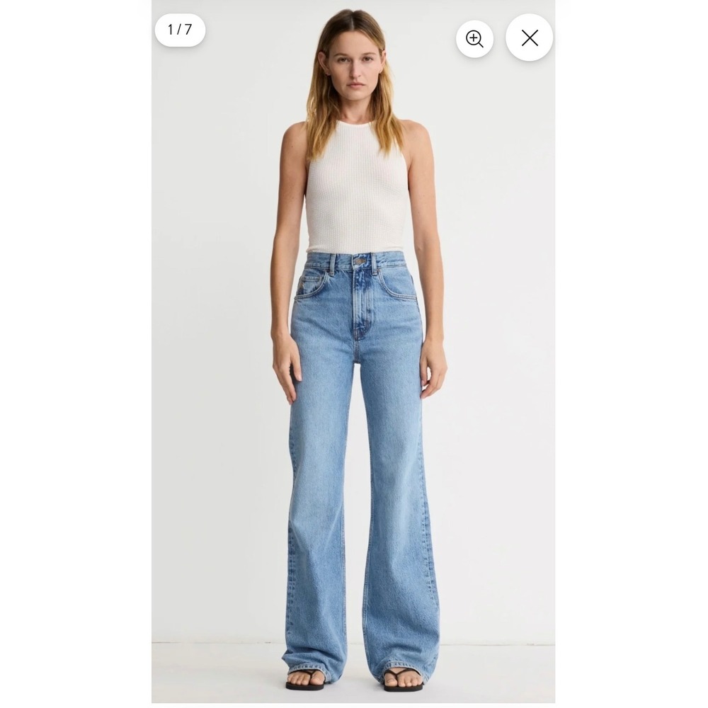 Smythe Owl High Rise Bootcut Jeans Colorado Blue Size 26 Design Sample ($395)